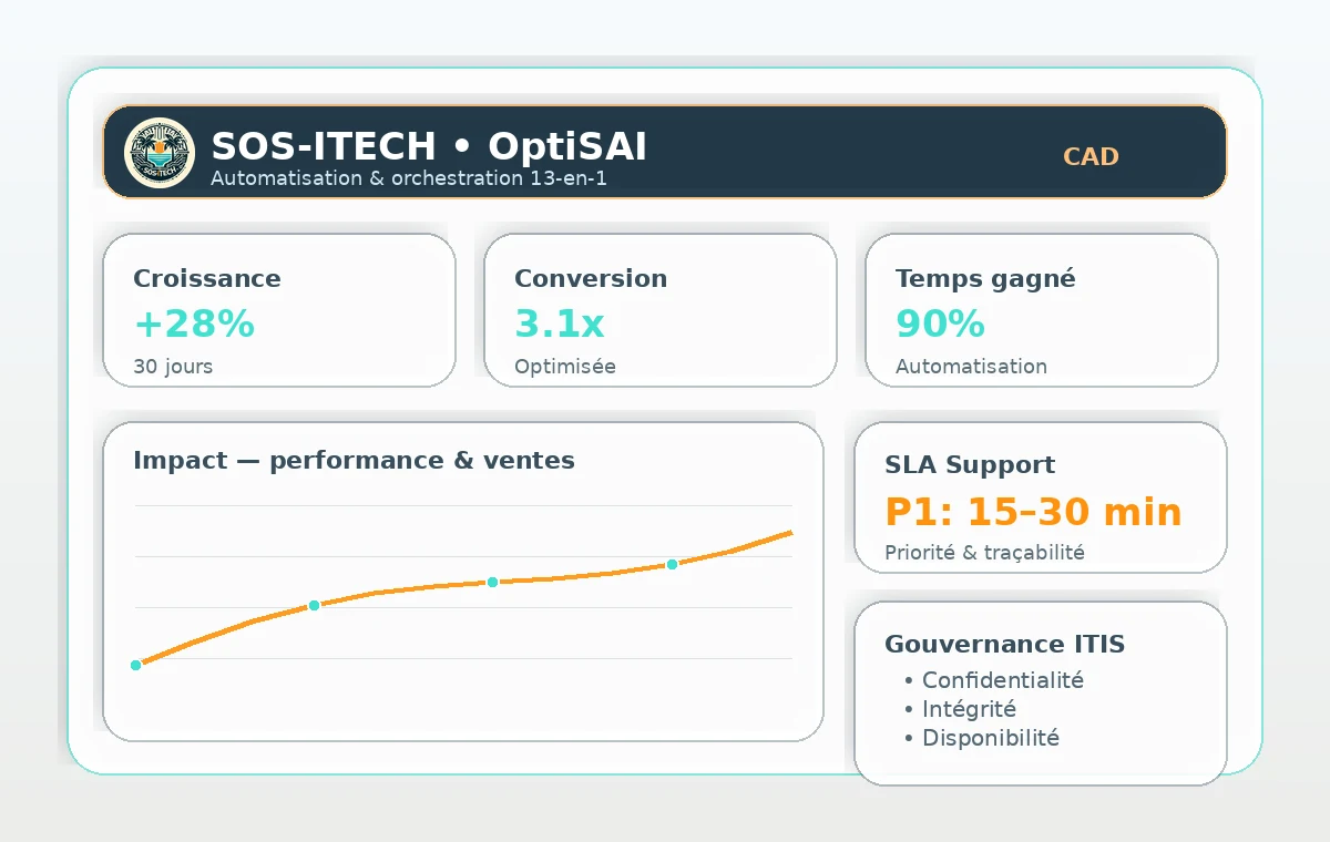 Aperçu OptiSAI : tableau de bord (exemple)